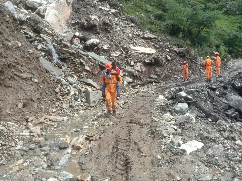 Ongoing Rescue Efforts by NDRF Team from Landslide-affected Area in Uttarkashi. Photo Credit: NDRF