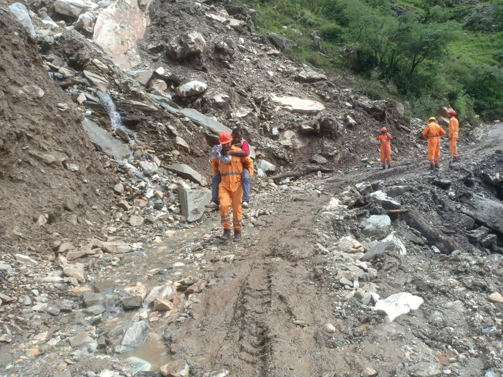 Ongoing Rescue Efforts by NDRF Team from Landslide-affected Area in Uttarkashi. Photo Credit: NDRF